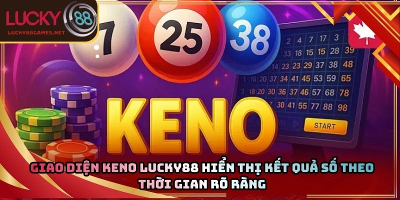 Giao diện keno Lucky88 hiển thị kết quả số theo thời gian rõ ràng